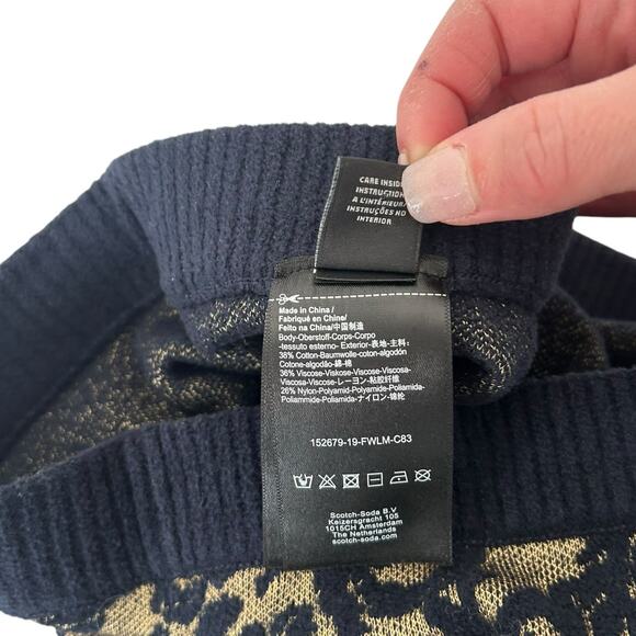 Scotch & Soda Maison Blue Tan Paisley Knit Flare Pants Sz XS - Picture 4 of 5